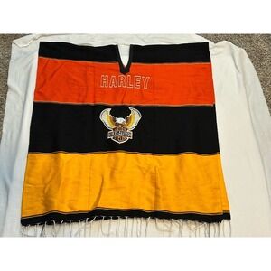 Harley Davidson Serape Poncho Unisex Flannel Fringe Logo Biker Motorcycle‎ O/S